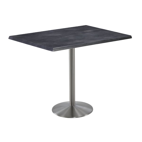 42" Tall OD214 Stainless Steel Table Base 22" Diameter 30"x48" Black Steel Top